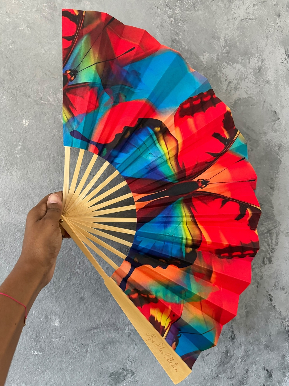Crimson Wings - Vibrant Butterfly Folding Hand Fan - Multicolor